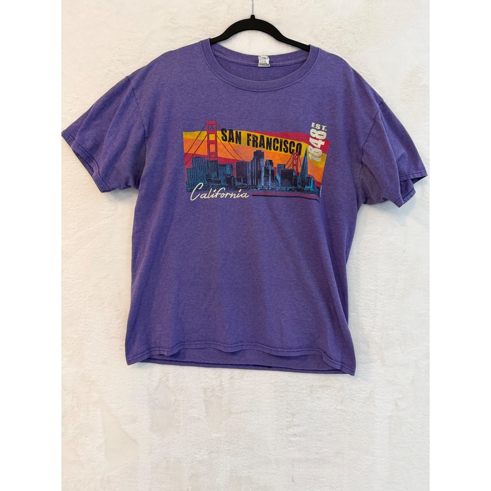 Fruit of the Loom San Francisco California T-Shirt Mens Large Purple Graphic Tee